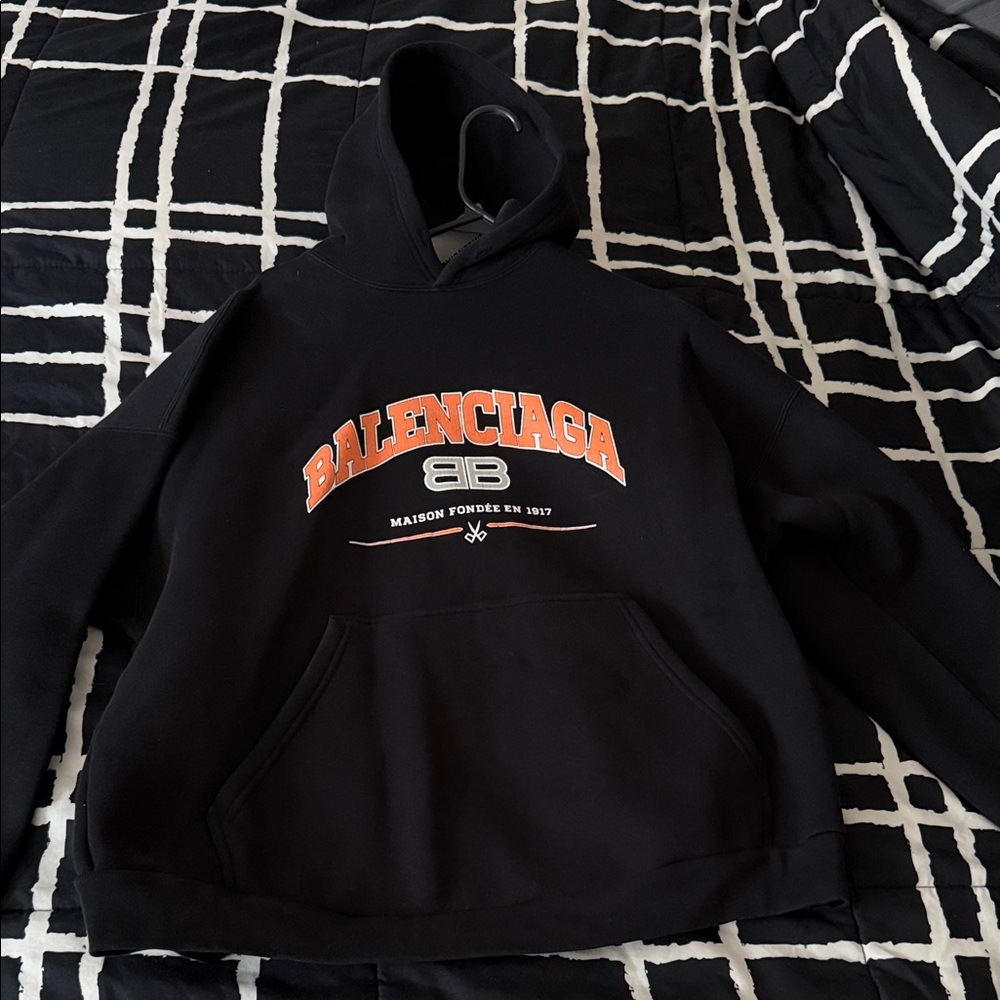 Balenciaga Black Sweatshirt with Orange Accents